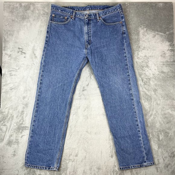 Levi's 505 Mens Regular Fit Straight Leg Denim Jeans Blue Medium Wash Jean - Picture 3 of 7